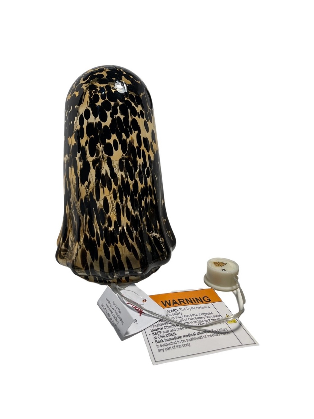 Halloween Tortoiseshell/Leopard Glass Ghost LED Light - NWT **